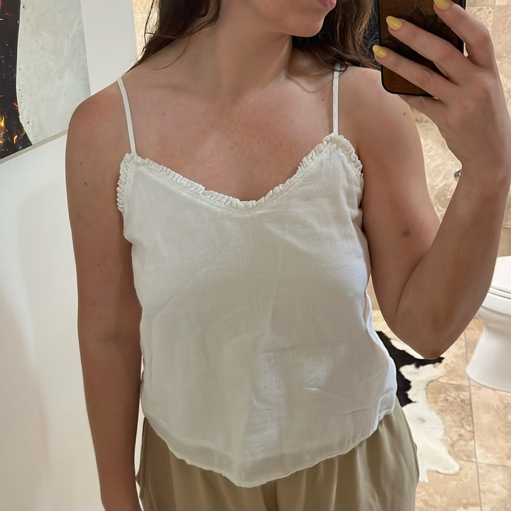 Frilly White Tank Top